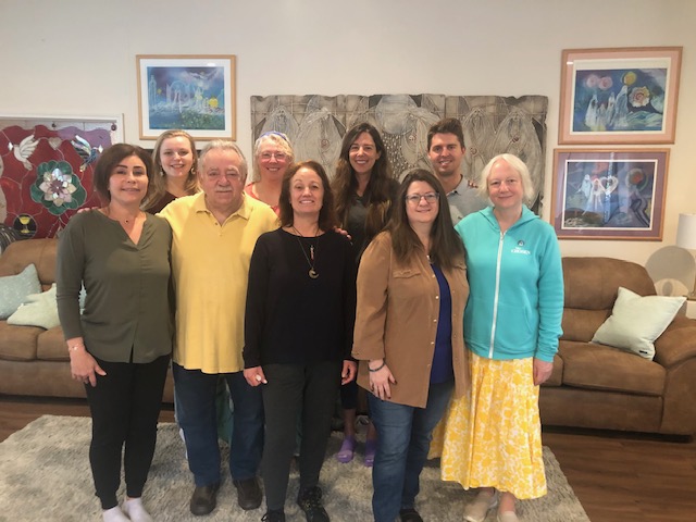 Color & Sound Healing 2/22-26/23 L to R: Grace Tabet, Brandy Frey, Charles Curcio, Mary Richardson, Angela Bolin-Hines, Alexandra Rodrigues, Shannon McNally, Preston Bates, Rita Apaza