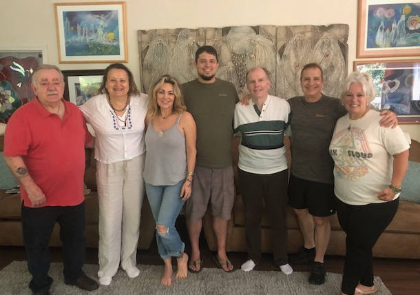 June 12-16, 2024 Color & Sound Healing L-R Charles Curcio, Nadine Hanson, Kimberly Tocco, Robert Voth, Ken Johnston, Bob Junke, Colleen Walters