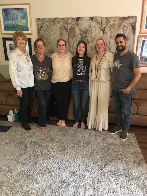 In-Depth Channeling August 2-9, 2025 L-R: Janice Hayes, Julie Ciolino Julionne, Jennifer Kassos, Aloe Franke, Merryman Cassels, Marco Antonio Chavez Aguayo